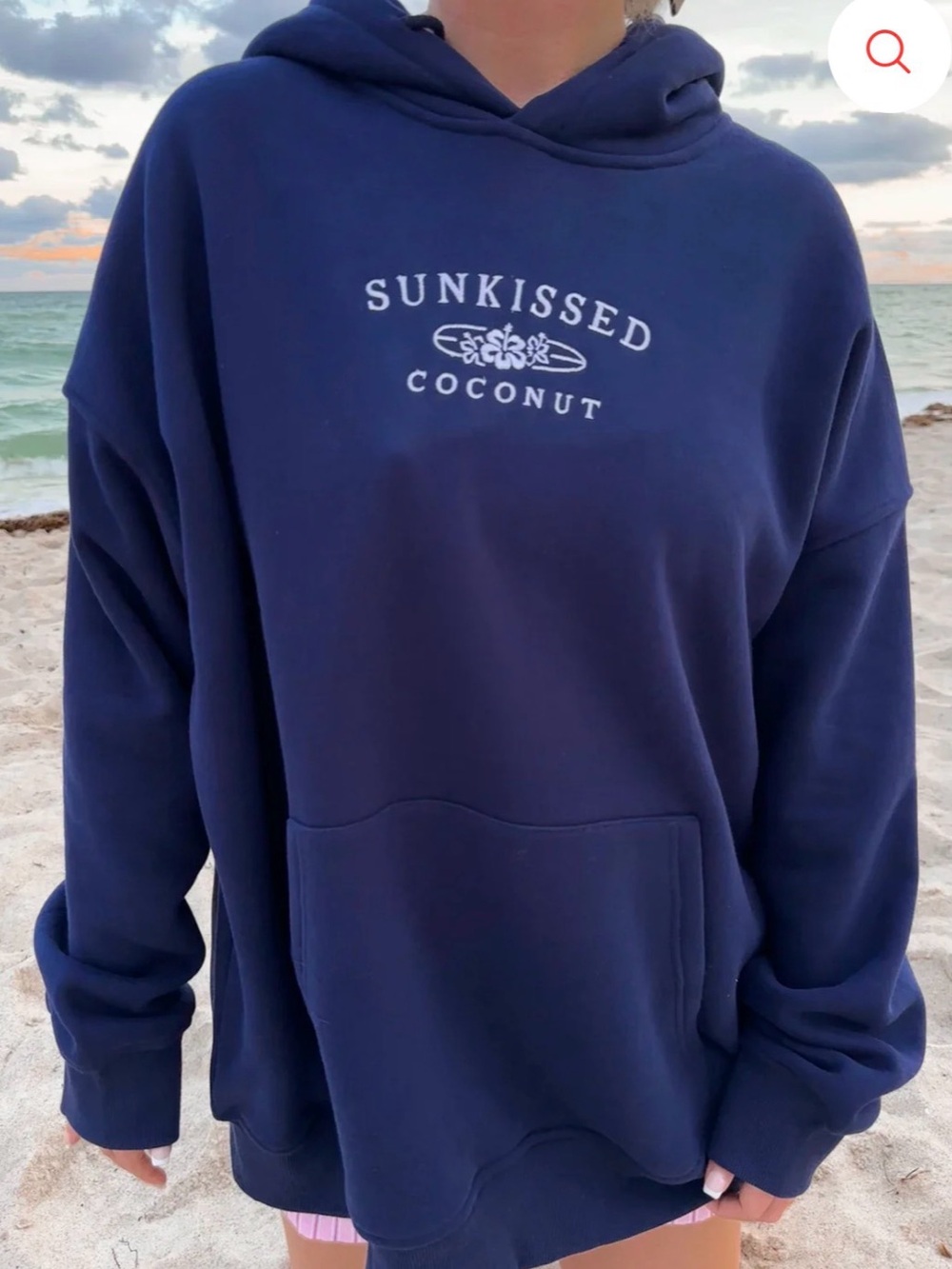 Sunkissed coconut navy Embroider Oversized Hoodie size S